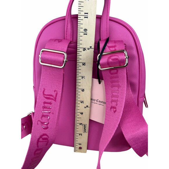 Juicy Couture Hot Pink Faux Leather Mini Backpack With Adjustable Logo Straps - Picture 9 of 10